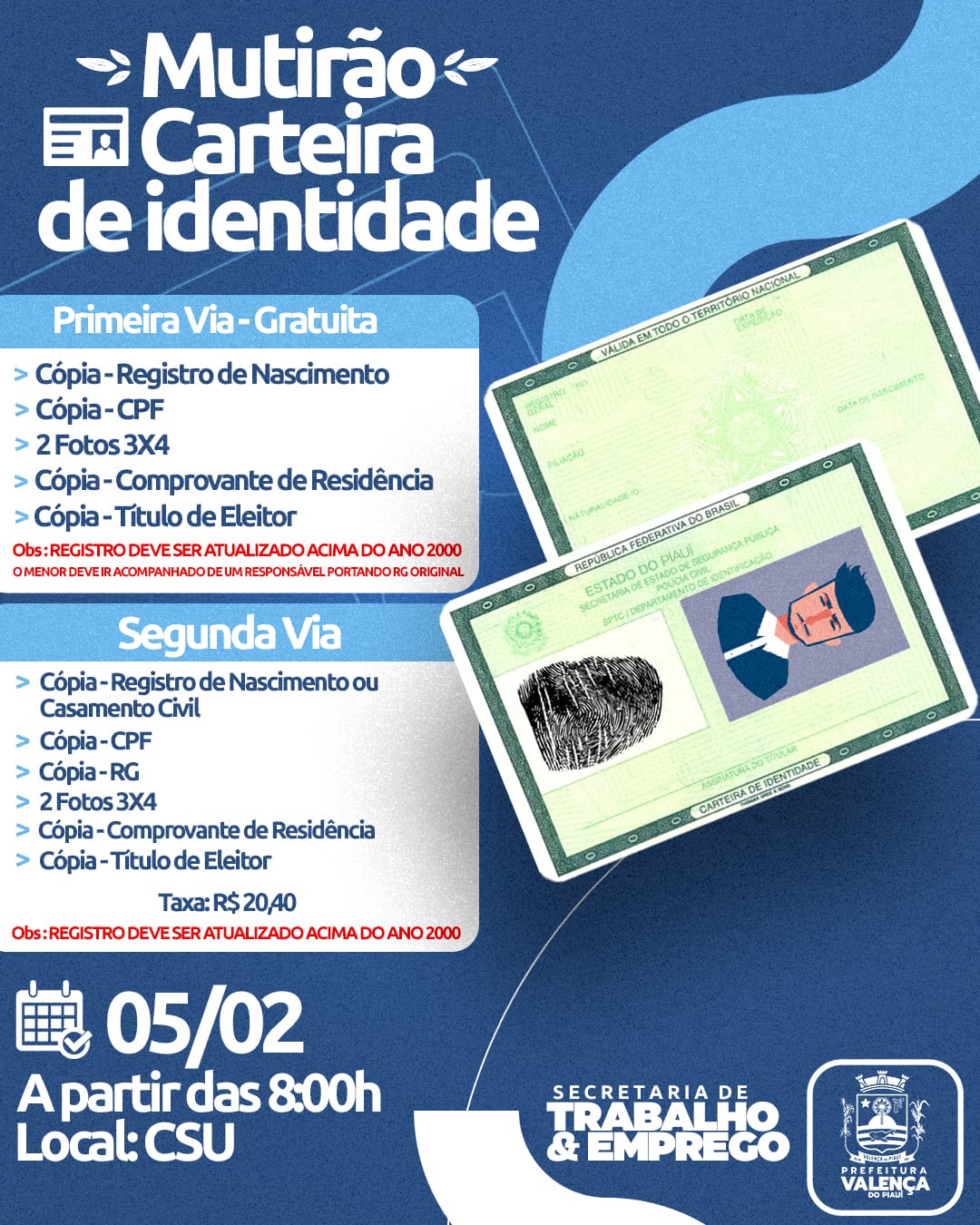 Valen A Vai Receber Mutir O Para Emiss O De Carteira De Identidade